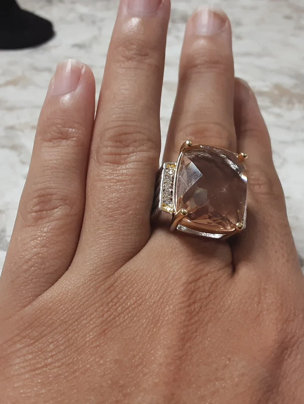 New 8ct Huge Champagne Morganite Band Ring